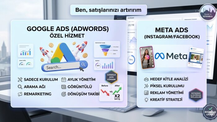 Google Ads ve Meta reklamları ile satışlarınızı artırırım