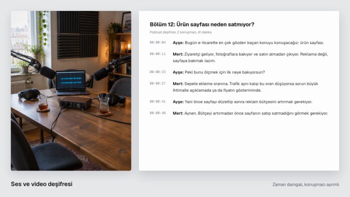 ses ve video kayıtlarını hızlıca metne dökerim