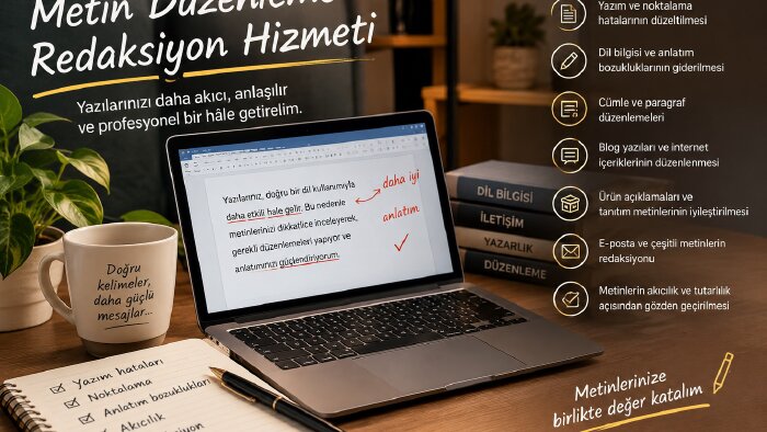 metin düzenleme ve redaksiyon hizmeti sunuyorum