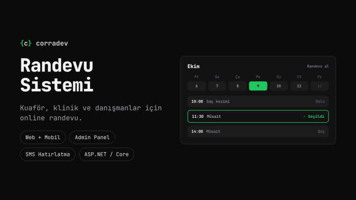 işletmenize özel online randevu sistemi yaparım