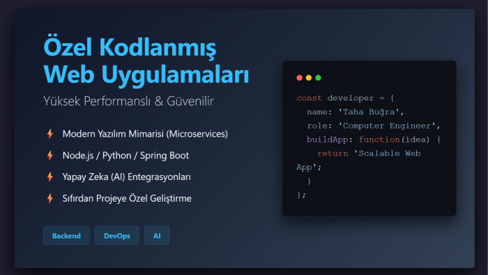 sıfırdan özel web uygulamaları geliştiririm