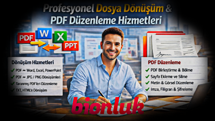 pdf veya evrak dönüşümlerini yaparım ve düzenlerim