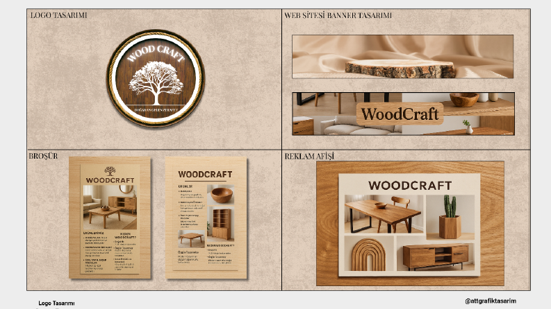 WoodCraft Markası İçin Hazırlanan Broşür ve Reklam Tasarımı