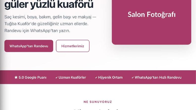 İşletme Web Sitesi — Kuaför (Mobil Uyumlu)