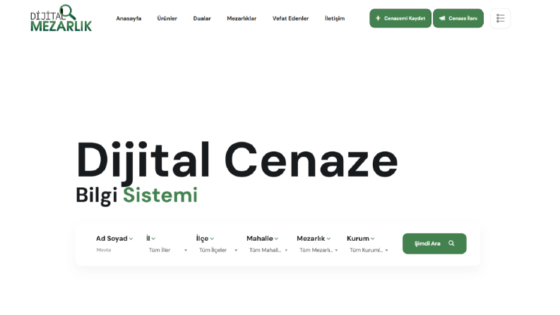 Dijital Mezarlık - Cenaze Bilgi ve Mezarlık Arama Sistemi