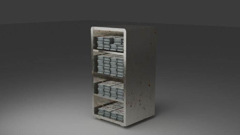 Rusty Steel Safe with Cash Interior – Game Ready 3D Asset