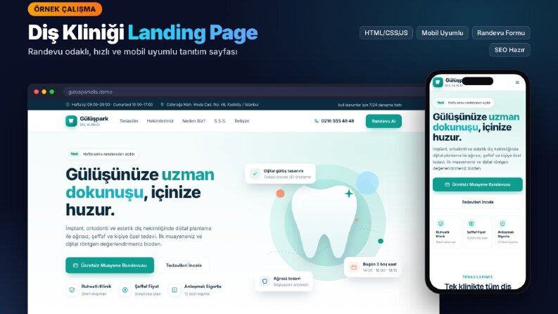 Diş Kliniği Landing Page – Örnek Çalışma