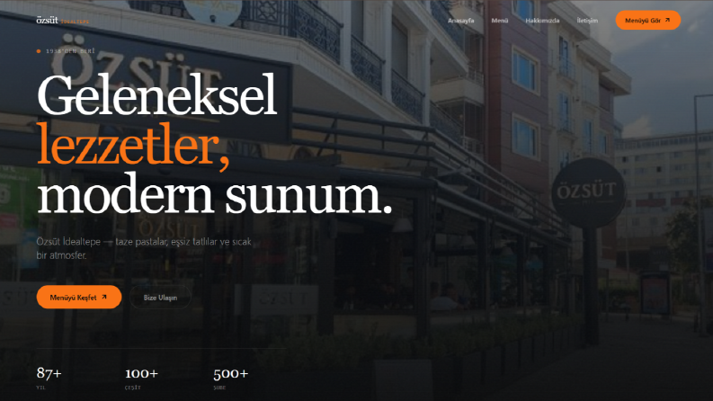 Özsüt İdealtepe için Admin Panelli QR Menü Sistemi