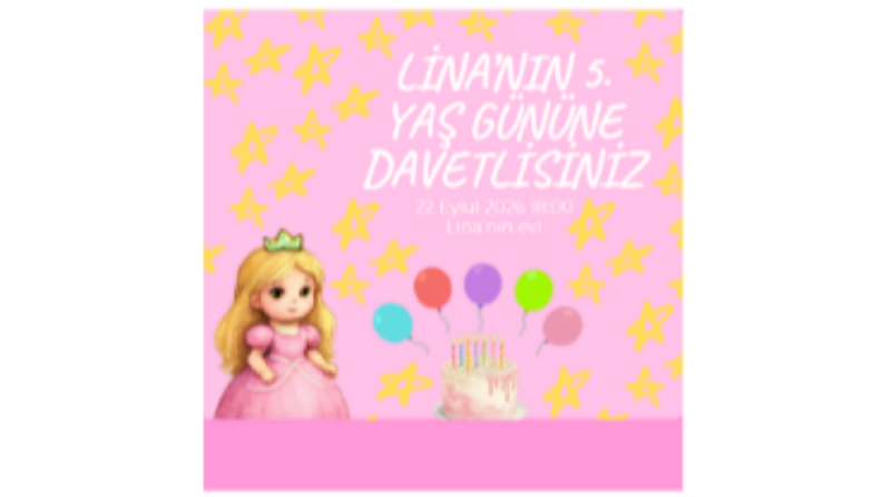Çocuk doğum günü davetiyesi tasarımı