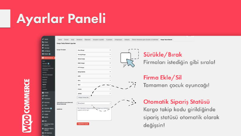 Woocommerce Kargo Takip Eklentisi Ayarlar Paneli