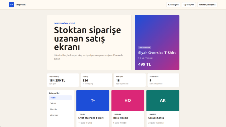 ShopPanel - E-Ticaret ve Sipariş Yönetimi
