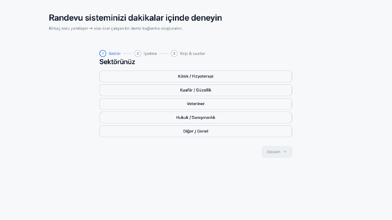 Sektöre Özel Web Randevu ve Takip Sistemi