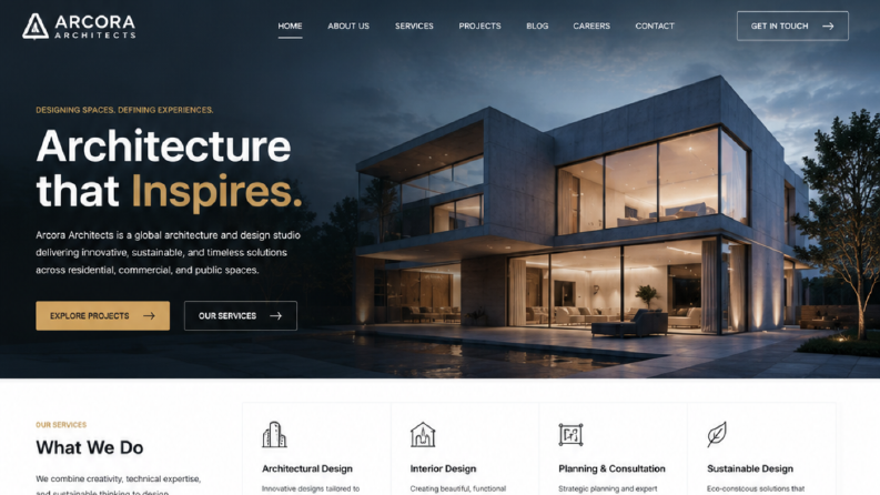 Arcora Architects Web Site Tasarımı