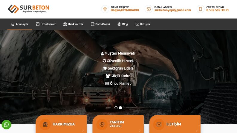 Sur Beton Kurumsal Web Sitesi