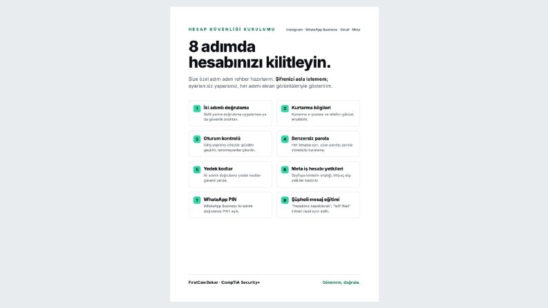 Hesap güvenliği kurulumu - 8 adımlık rehber