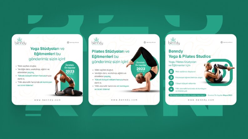 Benndy Yoga Pilates İçin Sosyal Medya Tasarımları