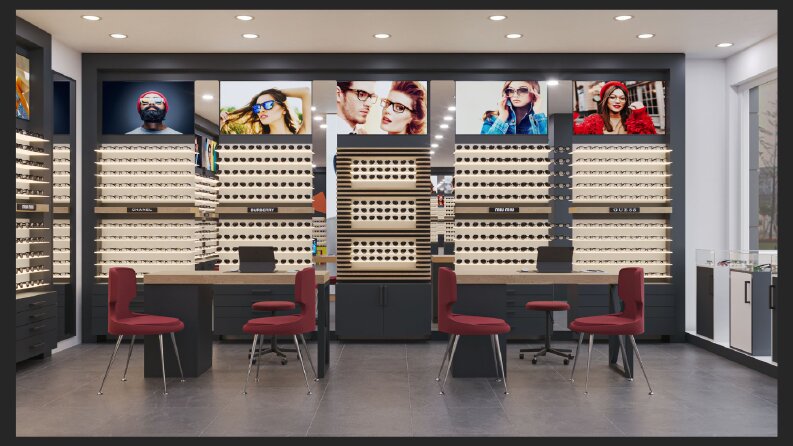 Modern Optik Mağazası | 3D Tasarım ve Görselleştirme