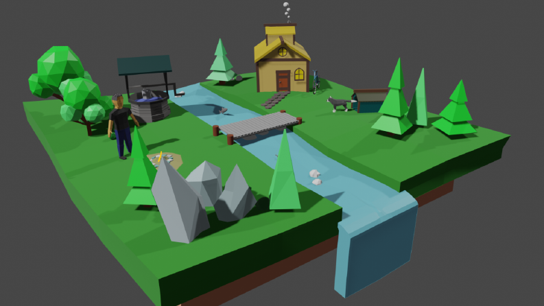3 Boyutlu low poly sahne tasarlama