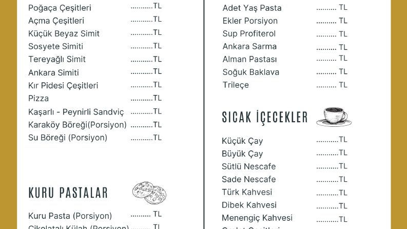 Cafe & Pastane Menü Tasarımı