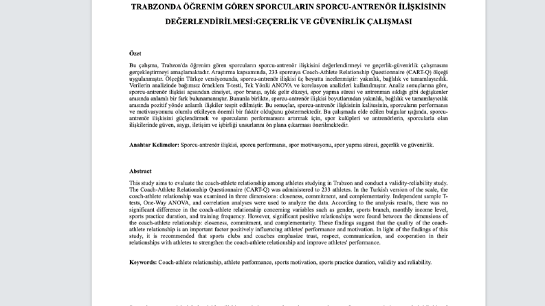 SPORCU-ANTRENÖR İLİŞKİSİNİ İNCELEDİĞİM TEZ