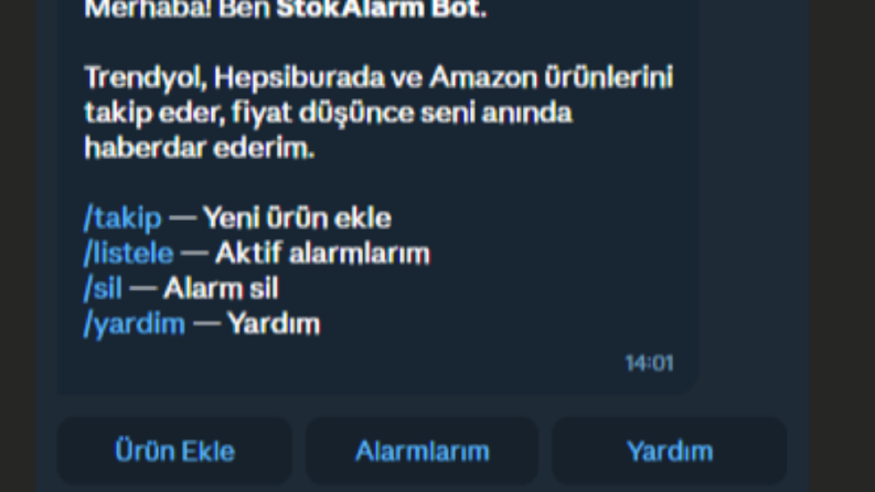 Örnek Stok Takip Botu