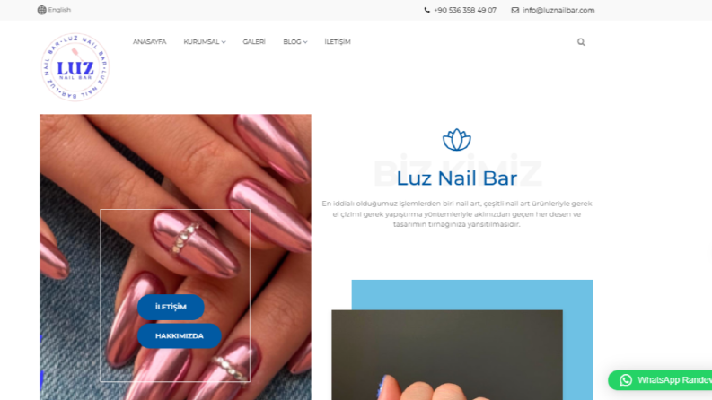 Luz Nail Bar Firmasının Sitesinin Tasarladım.