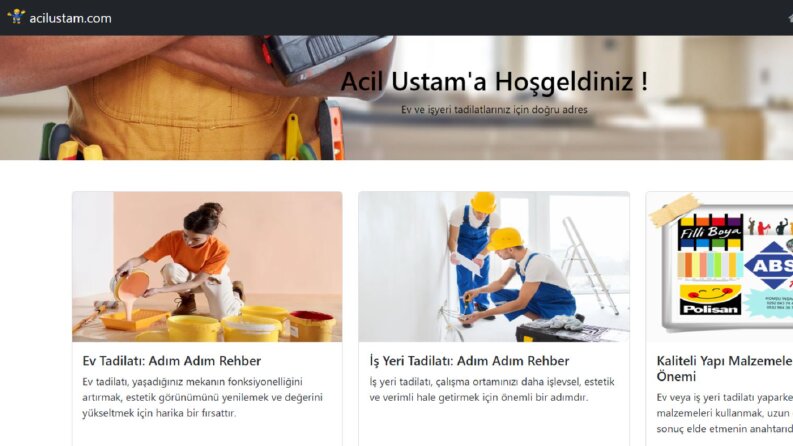 Bu sistem ustalar için tadilat ve tamirat talep sitesidir