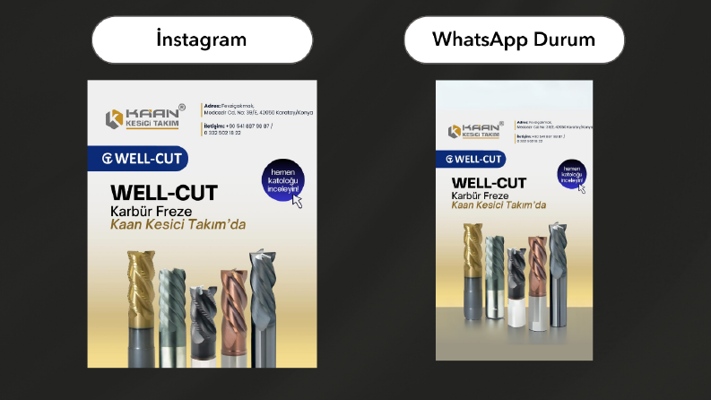 WhatsApp ve İnstagram Ölçülerinde Ürün Reklam Tasarımı