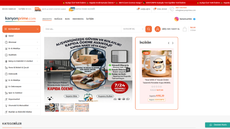 Kanyon Prime E-ticaret Sitesi