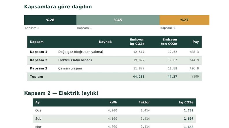 Kurumsal Karbon Ayak İzi Raporu (Kapsam 1-2-3)