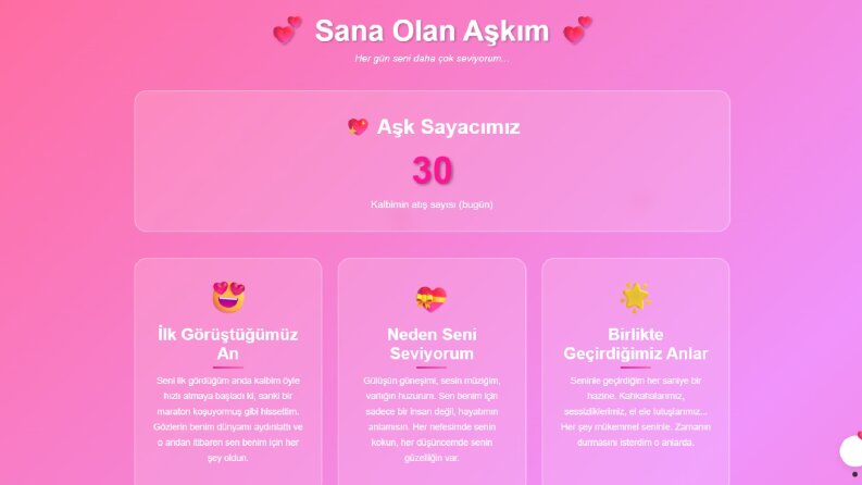 💖 Kişiye Özel Aşk Temalı Web Sitesi