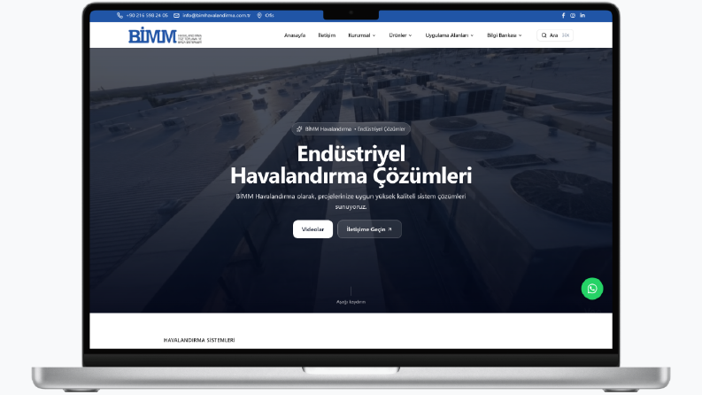 Bimm Havalandırma Kurumsal Web Sitesi