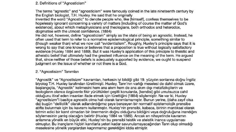 Stanford Felsefe Ansiklopedisi - Ateizm ve Agnostisizm 