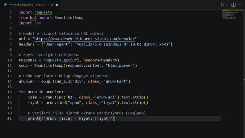 Python ve BeautifulSoup ile E-Ticaret Veri Kazıma Botu