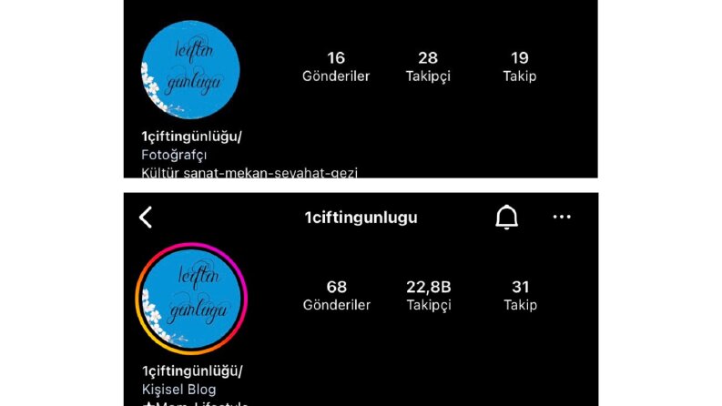 Gerçek takipçi aktarımı öncesi ve sonrası
