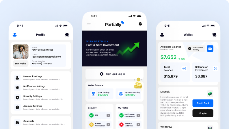 Partially - Emlak Yatırım Mobile App UI/UX Tasarımı