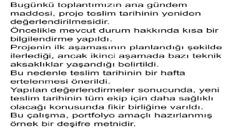 Ses kayıtlarını yazılı metin haline getirebilirim. El yazısı metinleri düzenli metin haline getirebilirim. İmla ve noktalama konusuna özen gösteririm. 