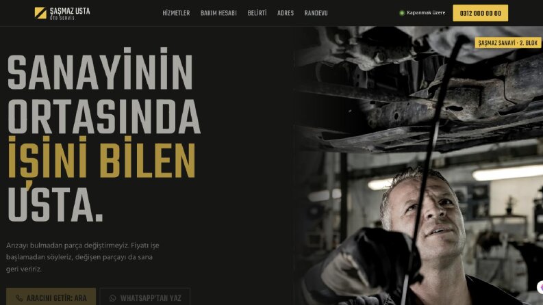 Şaşmaz Usta - Oto Servis Web Sitesi