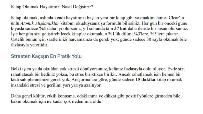 SEO Uyumlu Makale Örneği: Okuma Alışkanlığı