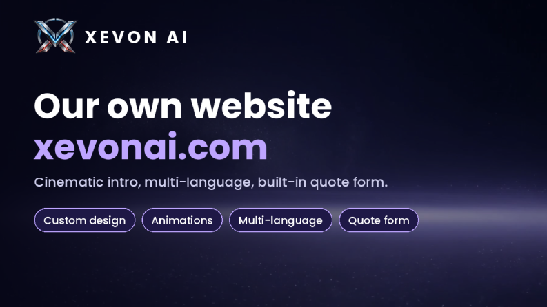 XEVON AI - Animasyonlu Çok Dilli Kurumsal Web Sitesi