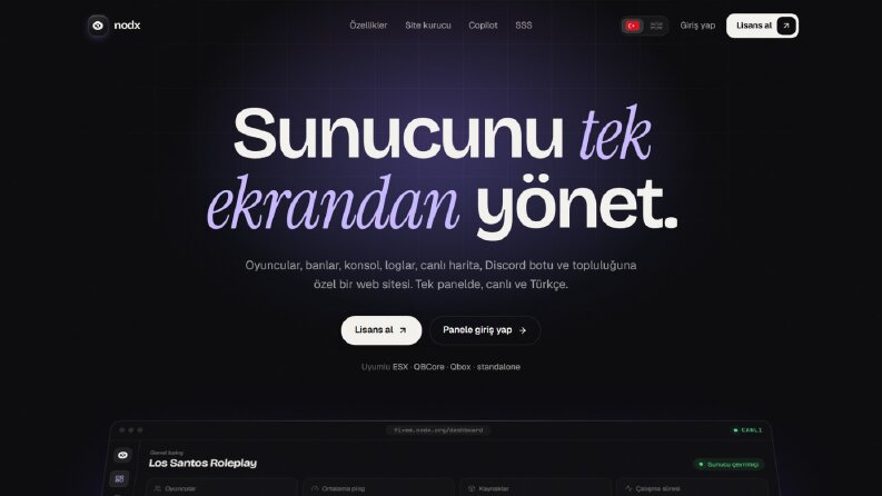 NODX FiveM: Sunucu yönetim paneli ve site kurucu