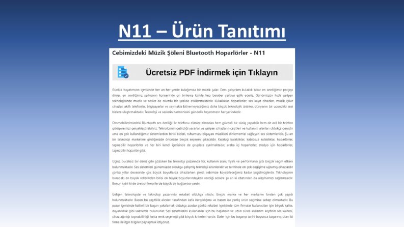 N11 – Ürün Tanıtımı