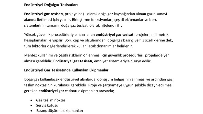 Endüstriyel Gaz Tesisatı