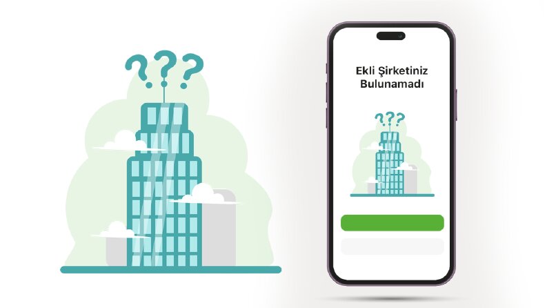 Ekli şirketiniz bulunmadı ekranı için illüstrasyon çalışması