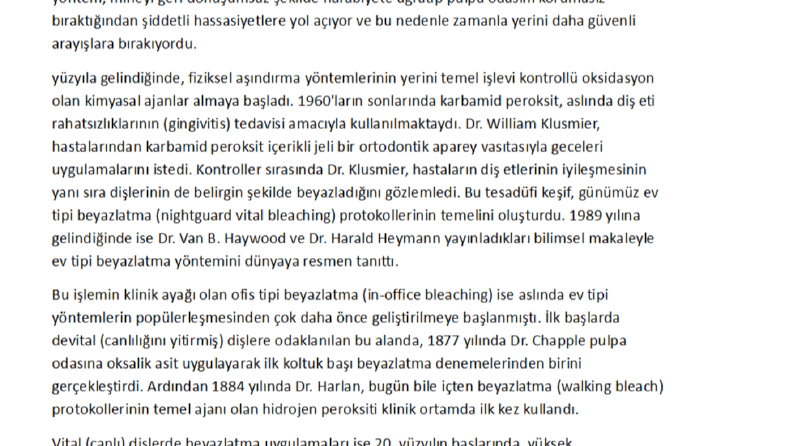 Diş Hekimliğinde Beyazlatmanın Tarihçesi