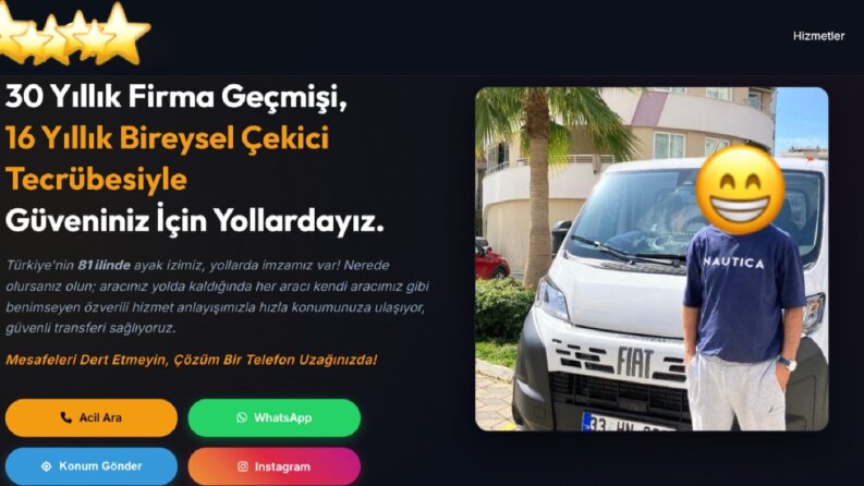 Çekici için web sitesi ve işletme hesabı