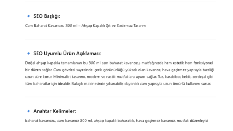 Ahşap Kapaklı Cam Baharat Kavanozu SEO Açıklama Örneği