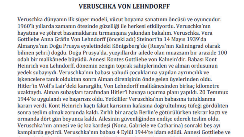 Veruschka Von Lehndorff - Blog Yazısı
