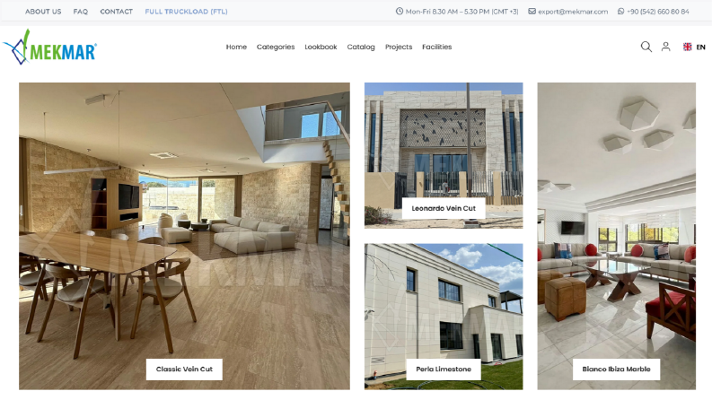 mekmar.com — Çok Dilli Shopify Taş İhracat Mağazası