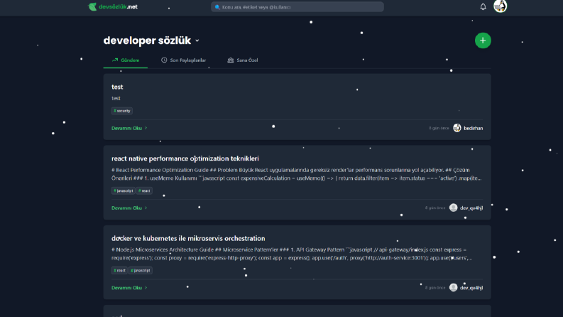 Yazılımcılar için oluşturulan forum sayfası.